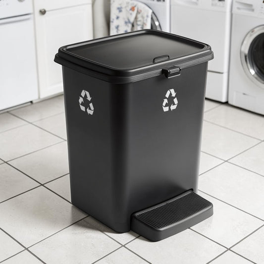 Joden 60 Liter Dual Recycling Trash Can - 2x30L Compartments - Sorting Bin for Waste & Recycling - Stainless Steel with Independent Foot Pedals - Black