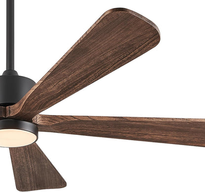 Ceiling Fans with Lights, 60 inch Outdoor Ceiling Fans with Lights for Patio and Remote Control, Modern Ceiling Fan with Light, 5 Solid Wood Blades 6-Speed Reversible DC Motor (Dark Brown)