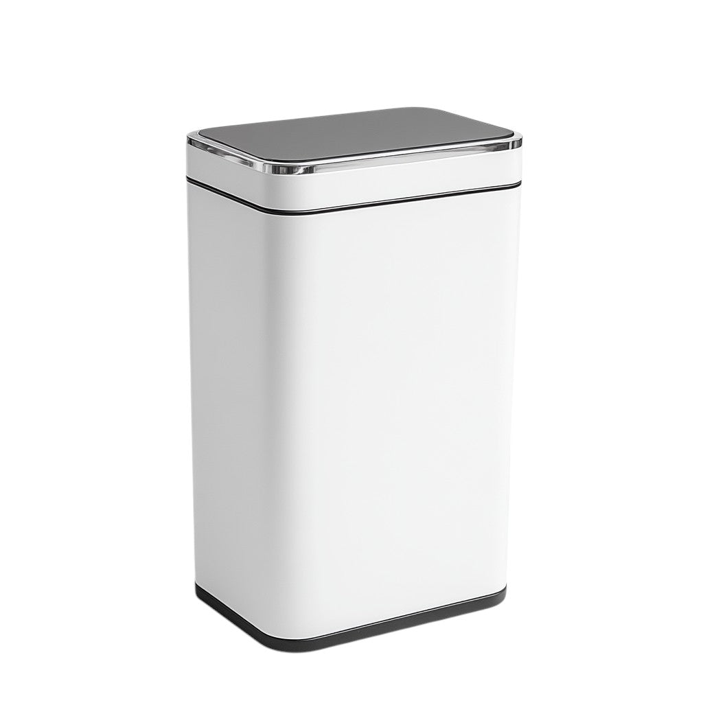 Joden 13 Gallon Smart Sensor Trash Can - Touchless Infrared Motion Sensor Lid - Fingerprint-Resistant Stainless Steel - Silent Close - White