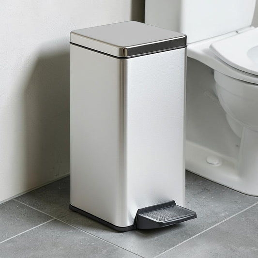 Joden Slim Step Trash Can - 2.6 Gallon Stainless Steel Waste Bin with Soft-Close Lid & Removable Inner Bucket - For Bathroom, Bedroom or Office